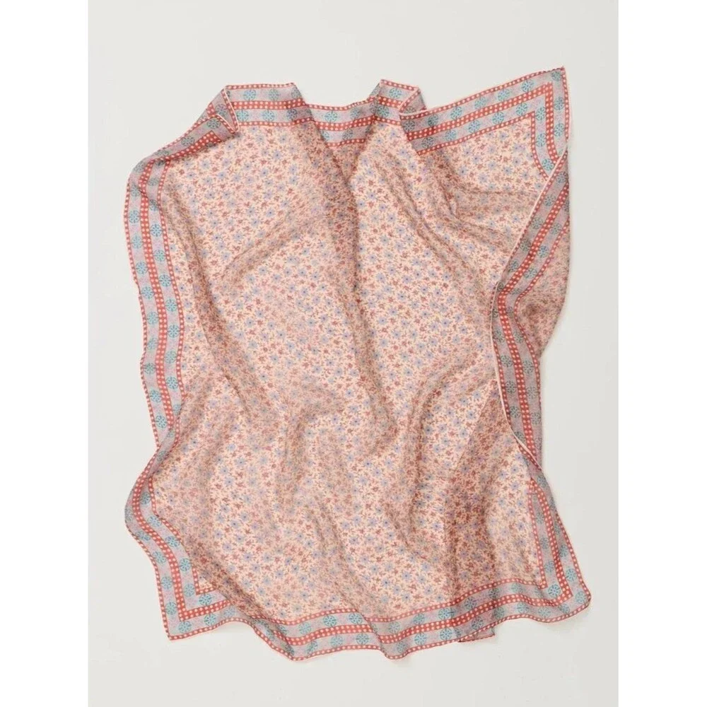 Free People So Silk Printed Bandana Scarf Tube Top Belt Floral Paisley Wrap OS